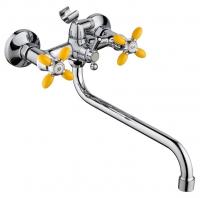 Смеситель для ванны двухвентильный Feinise длинный излив хром/жёлтый FEINISE (арт. S77308-9-35S)
