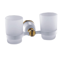Изображение Держатель со стаканом двойной белая эмаль/золото OUTE (арт. TG1902-2)
