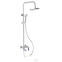 Смеситель с душевой стойкой Frap белый с цветными накладками FRAP (арт. F2434)