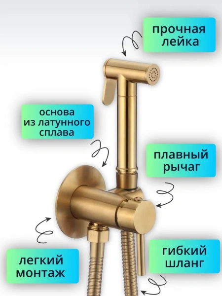 Смеситель для биде D-Lin латунь золотой D-Lin (арт. D183202-J)