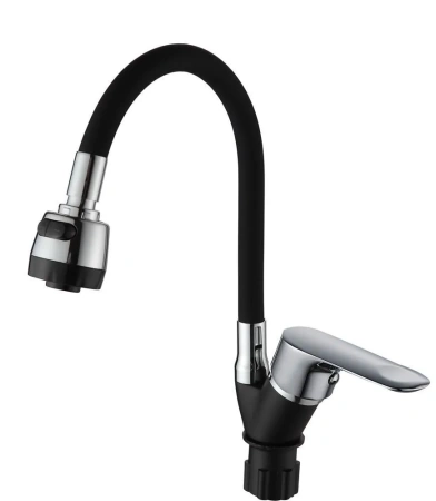 Смеситель для кухни  Ammore гибкий излив хром/чёрный Ammore (арт. A5008-1T)