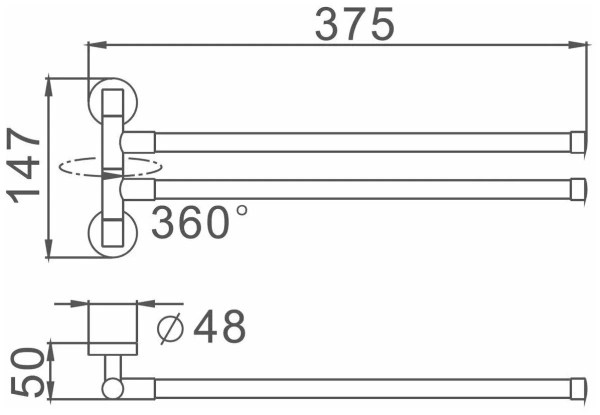 Держатель для полотенец D-lin поворотный двойной черный D-Lin (арт. D253222) оптом от компании Аквалига
