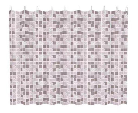 Штора для ванной 180х180 см полиэтилен коричнево-бежевая плитка FASHUN (арт. A8816) оптом от компании Аквалига
