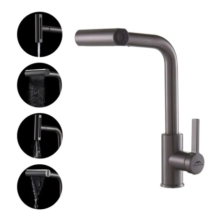 Смеситель для кухни однорычажный Fashun высокий излив нержавейка графит FASHUN (арт. A56131-17)