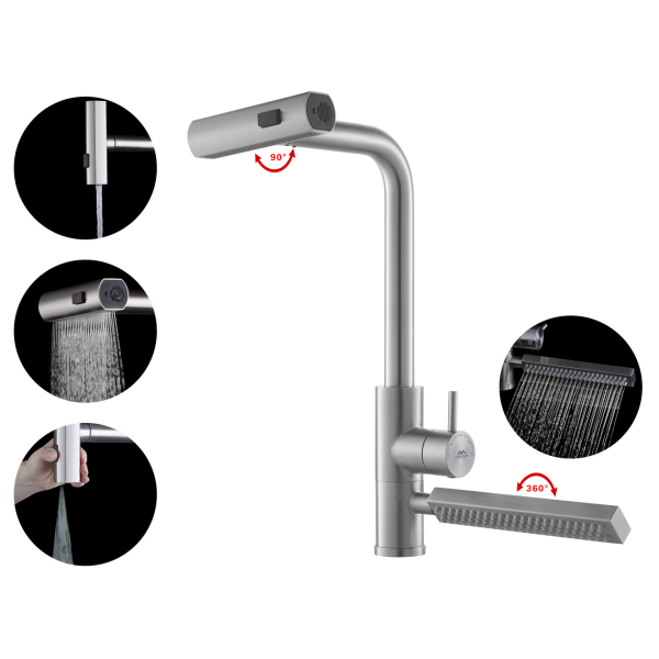 Смеситель для кухни однорычажный Fashun высокий излив нержавейка FASHUN (арт. A57131)