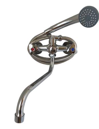 Смеситель для ванны двухвентильный Lemen длинный излив картриджный переключатель LEMEN (арт. LD-2710)