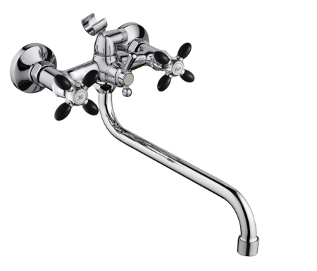 Смеситель для ванны двухвентильный Feinise длинный излив хром/чёрный FEINISE (арт. S77308-8-35S)