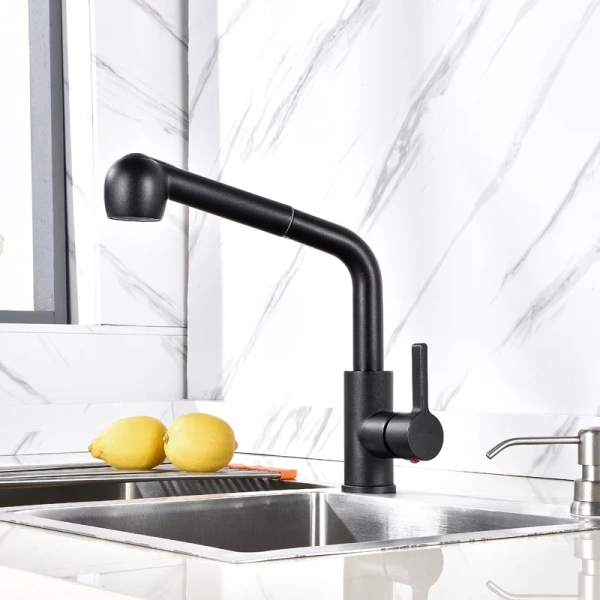 Смеситель для кухни однорычажный Fashun высокий излив нержавейка чёрный FASHUN (арт. A56009-7)