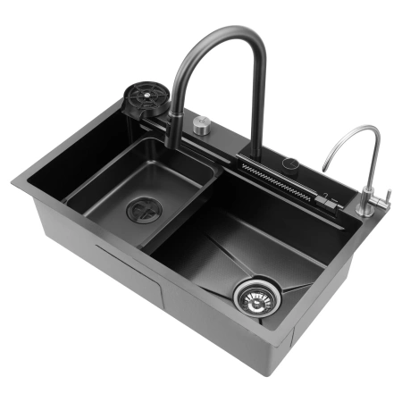 Мойка врезная многофункциональная 75х46 см, глубина 21см графит OUTE (арт. T87546Y-1+T710Y) оптом от компании Аквалига
