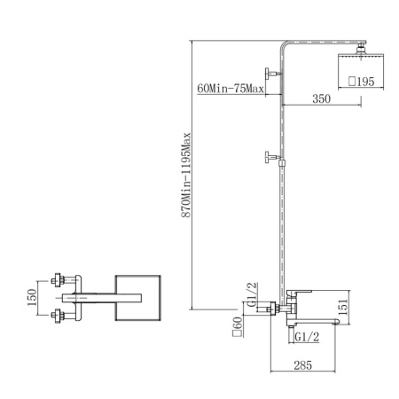 Смеситель с душевой стойкой Fashun латунь FASHUN (арт. A2415)