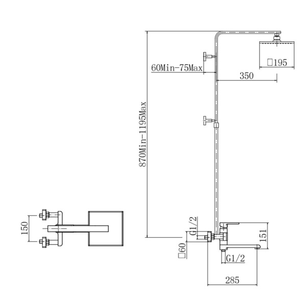 Смеситель с душевой стойкой Fashun латунь FASHUN (арт. A2415)