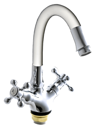 Смеситель-елочка Fashun гибкий излив хром/белый FASHUN (арт. A4419-B7266)