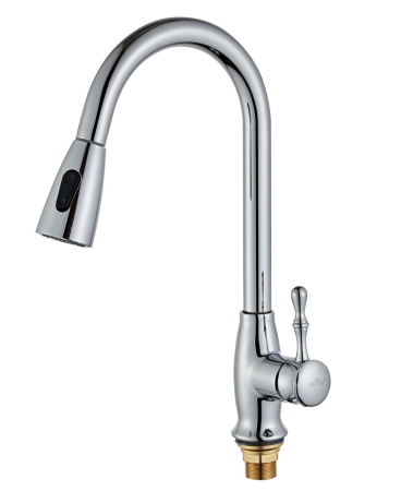 Смеситель для кухни однорычажный Feinise высокий излив с выдвижной лейкой на гайке латунь FEINISE (арт. S40147)