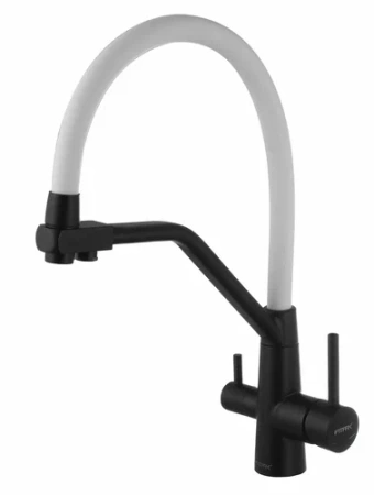 Смеситель для кухни Fmark гибкий излив на гайке для фильтра питьевой воды белый/графит Fmark (арт. FS0662-Q01)