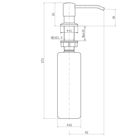 Дозатор жидкого мыла для кухонной мойки с колбой чёрный FASHUN (арт. A403-7) оптом от компании Аквалига
