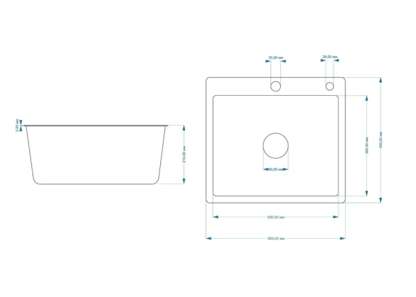 Мойка врезная 3,0мм Fmark 60х45 сатин глубина 200мм в комплекте сифон Fmark (арт. FSC6045L) оптом от компании Аквалига
