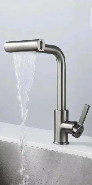 Смеситель для кухни однорычажный Pursh высокий излив чёрный Pursh (арт. R64300E)