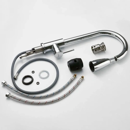 Смеситель для кухни однорычажный Pursh высокий излив с выдвижной лейкой Pursh (арт. R61300)