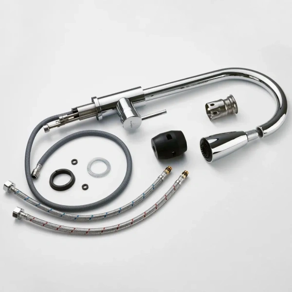 Смеситель для кухни однорычажный Pursh высокий излив с выдвижной лейкой Pursh (арт. R61300)