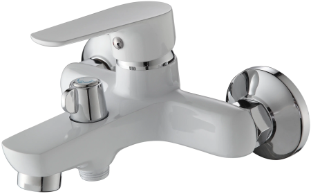 Смеситель для ванны однорычажный Ammore короткий излив хром/белый Ammore (арт. A3003-C)