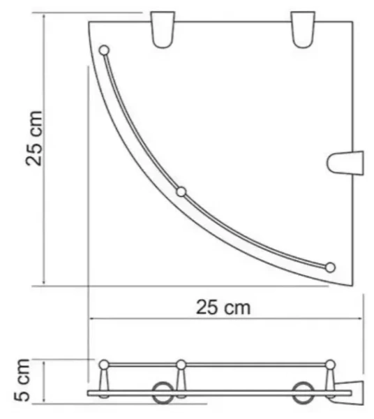 Полка в ванную стеклянная D-Lin угловая с ограничителем черная D-Lin (арт. D264222) оптом от компании Аквалига

