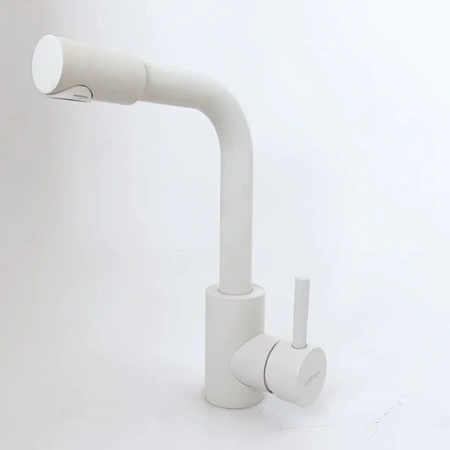 Смеситель для раковины однорычажный Lemen белый нержавейка LEMEN (арт. LA1061W)