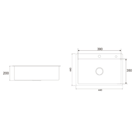 Мойка врезная 3,0мм Feinise 44х44 сатин глубина 200мм в комплекте коландер раздвижной FEINISE (арт. CS4444) оптом от компании Аквалига
