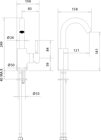 Смеситель для раковины однорычажный Lemen на гайке чёрный нержавейка LEMEN (арт. LA1060E)