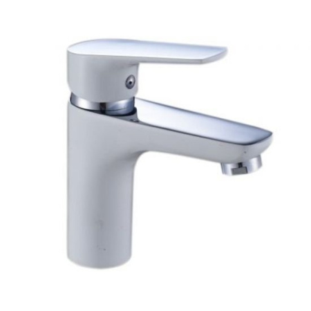 Смеситель для раковины однорычажный Lemen на гайке хром/белый LEMEN (арт. LC-1325W)