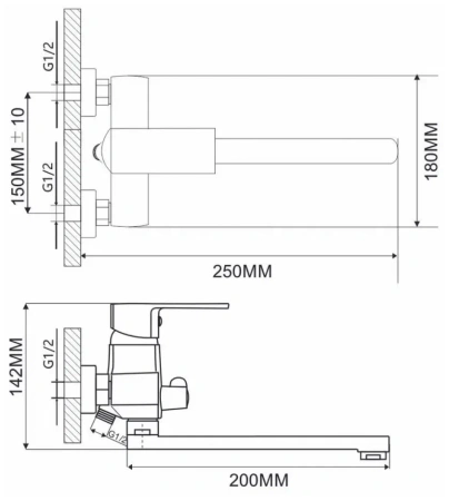 Смеситель для ванны однорычажный Ammore длинный излив Ammore (арт. A4701)