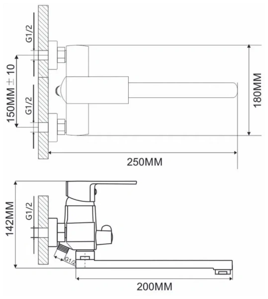 Смеситель для ванны однорычажный Ammore длинный излив Ammore (арт. A4701)