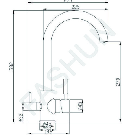 Смеситель для кухни Fashun для фильтра питьевой воды высокий излив латунь FASHUN (арт. A4397)