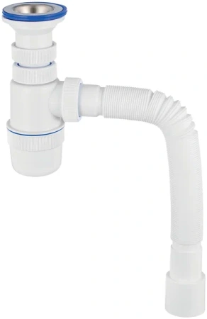 Сифон "Элит" с нерж.чаш.Ø70мм и гофротрубой L800мм (1'1/2-Ø40/50) Виркэн (арт. 30986170) оптом от компании Аквалига
