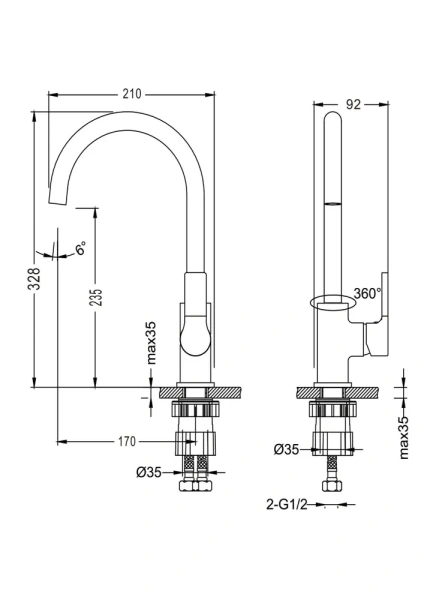 Смеситель для кухни D-Lin высокий излив D-Lin (арт. D155370)