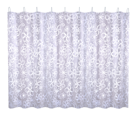 Штора для ванной 180х180 см серо-белый цветочный орнамент FASHUN (арт. A8812) оптом от компании Аквалига
