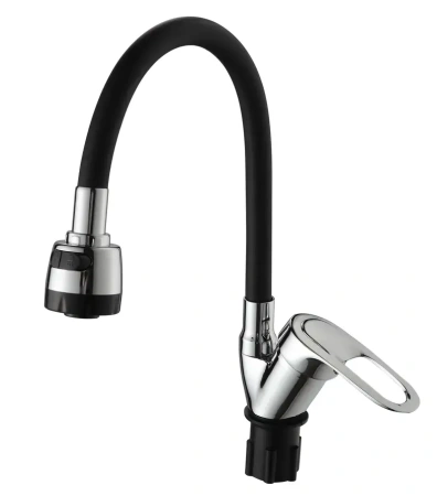 Смеситель для кухни Ammore гибкий излив хром/чёрный Ammore (арт. A5040-1T)