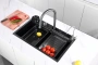 Мойка врезная многофункциональная 75х46 см, глубина 21см графит OUTE (арт. T87546Y-1+T710Y) оптом от компании Аквалига
