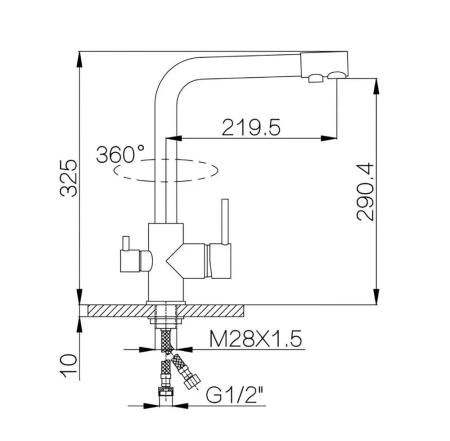 Смеситель для кухни Lemen для фильтра питьевой воды высокий излив черный LEMEN (арт. LA9178E)
