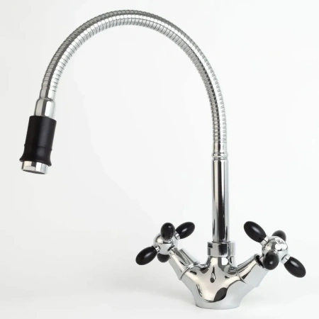 Смеситель-елочка Lemen гибкий излив хром/чёрный LEMEN (арт. LD-91634E-N19)