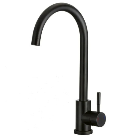 Смеситель для кухни однорычажный D-Lin высокий нос на гайке чёрный D-Lin (арт. H155315-A)