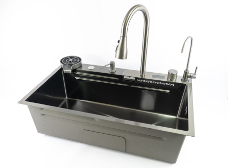 Мойка врезная 3,0мм Fmark 75х46 графит глубина 220мм Fmark (арт. FSC002Q) оптом от компании Аквалига
