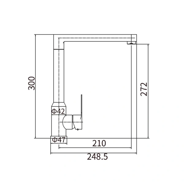Смеситель для кухни однорычажный Fashun высокий излив нержавейка FASHUN (арт. A54901)