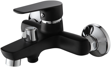 Смеситель для ванны однорычажный Ammore короткий излив хром/чёрный Ammore (арт. A3003-A)