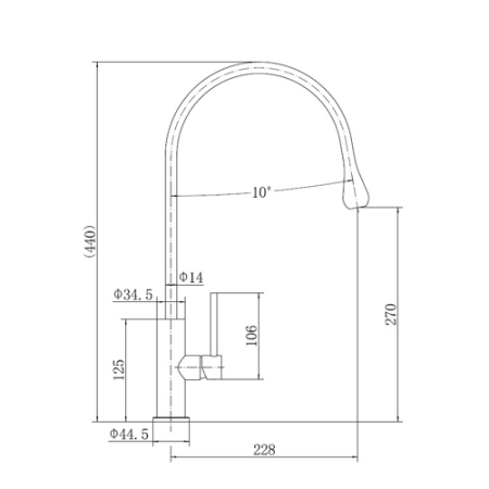 Смеситель для кухни однорычажный Fashun высокий излив нержавейка FASHUN (арт. A54003)