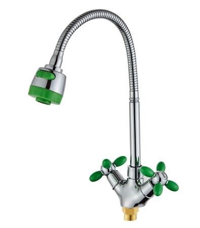 Смеситель-елочка Feinise гибкий излив хром/зелёный FEINISE (арт. S54308B-21)