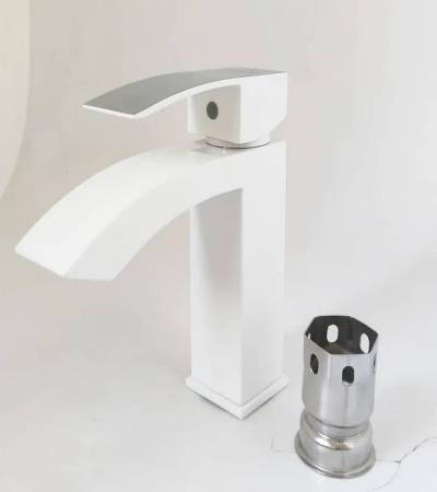 Смеситель для раковины однорычажный Lemen белый нержавейка LEMEN (арт. G11312W)