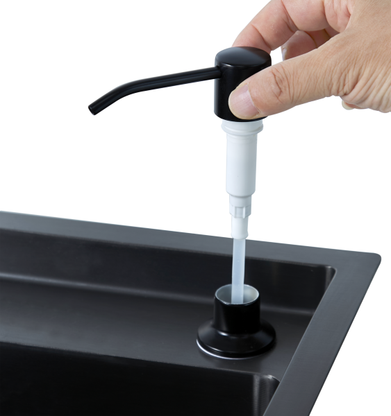 Дозатор жидкого мыла для кухонной мойки с колбой сатин FASHUN (арт. A403) оптом от компании Аквалига
