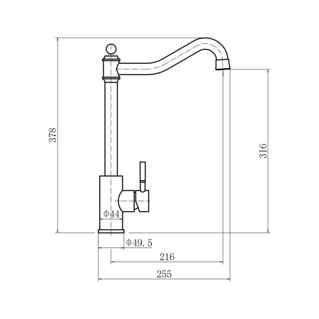 Смеситель для кухни однорычажный Fashun высокий излив нержавейка FASHUN (арт. A54709)