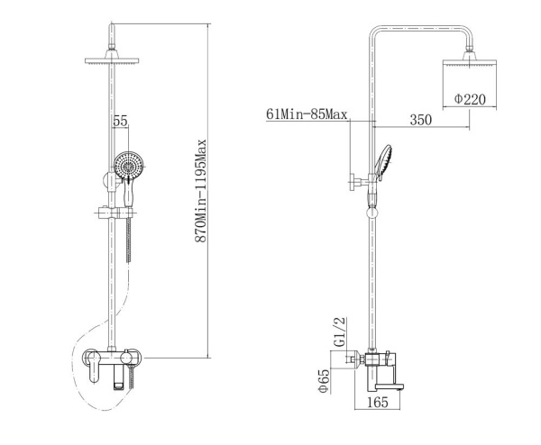 Смеситель с душевой стойкой Fashun латунь FASHUN (арт. A2453)