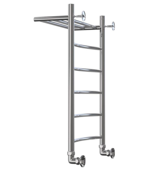 Полотенцесушитель Классика Дуга с полкой 400x1200 1' нижнее подключение  (арт. КДП40120) оптом от компании Аквалига
